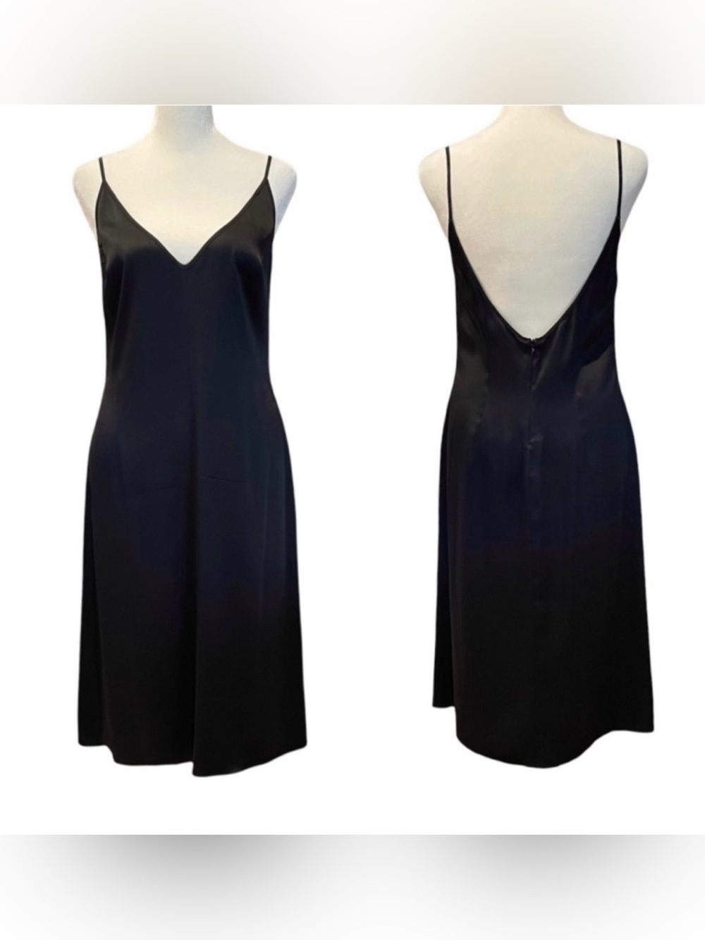 VALENTINO ROMA black silk* slip dress, made in Italy, size EU42/US6